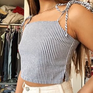 Brandy Melville: blue and white pinstripe top